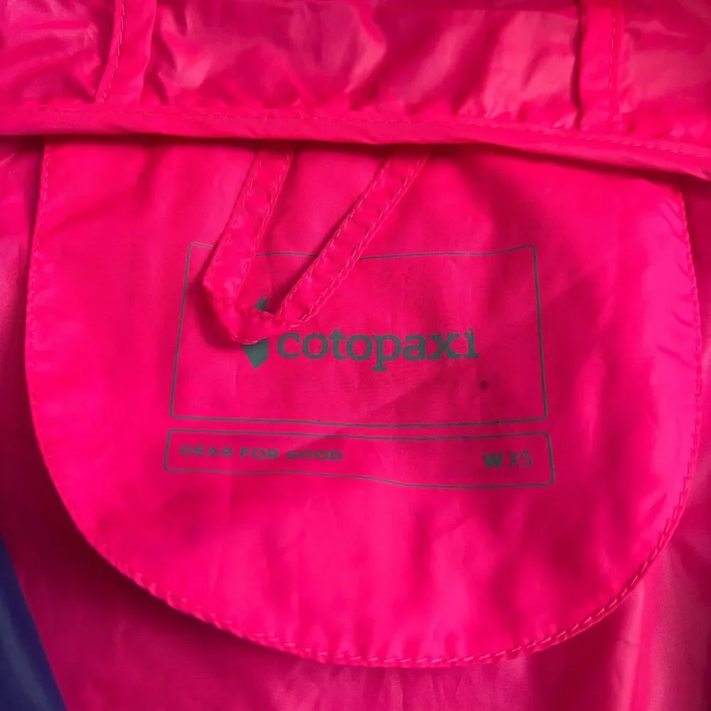 Cotopaxi Teca Windbreaker Jacket Women XS Blue Pink Hood Packable Pullover *READ - Picture 4 of 12